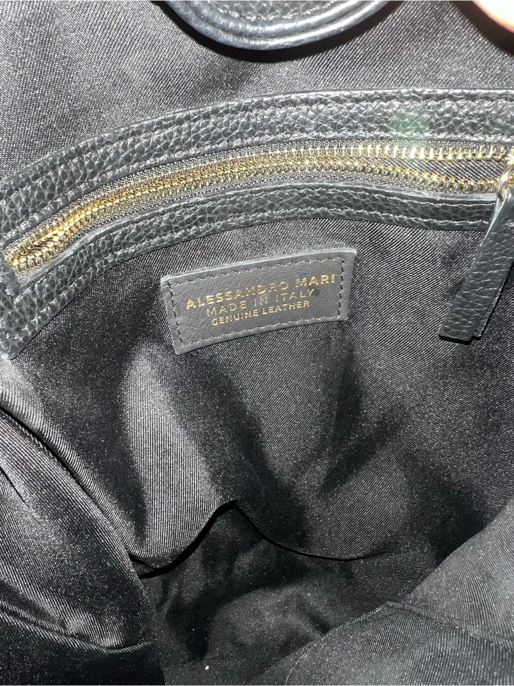 Black Leather Backpack bucket Purse